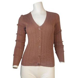 Womans Rw amp CO Brown V Neck Pullover BlouseTop  XS